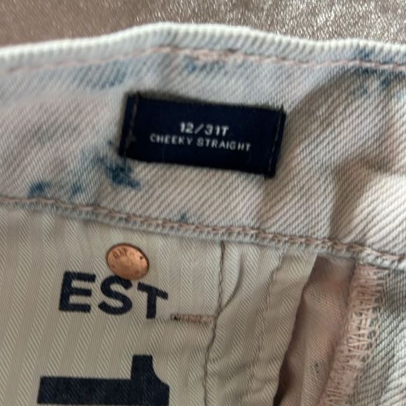 Gap Denim White Tie Gap Denim High Rise Cheeky Straight Jeans Size 12/31 TALL - Picture 5 of 5